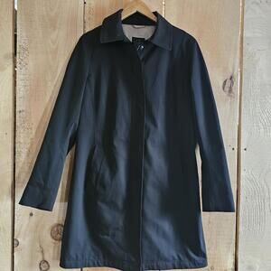 L8 NYC Coat Large Lightweight Midi Black 36" L Collared w Front Pockets